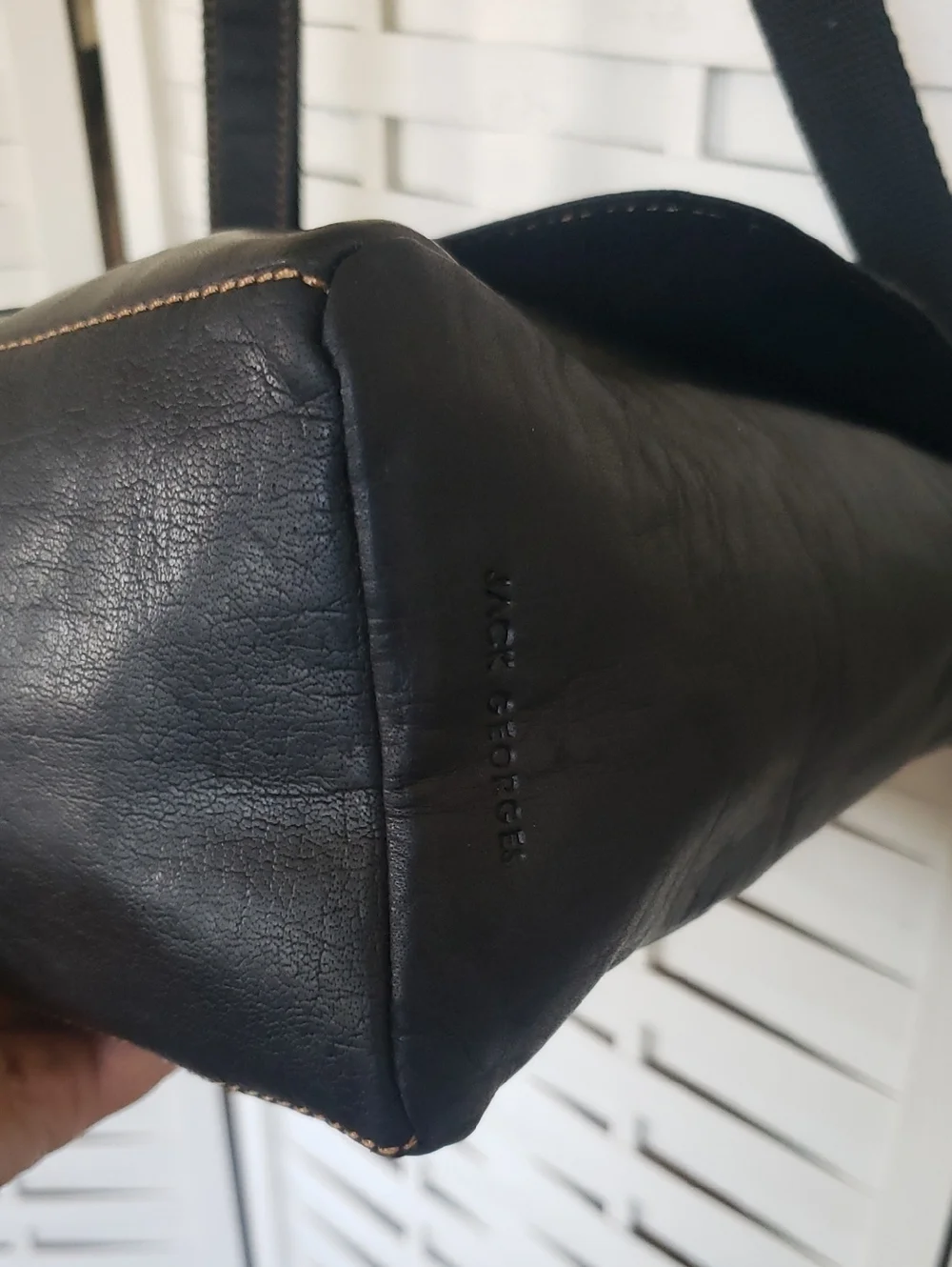Jack George Black Leather Crossbody/Shoulder Bag